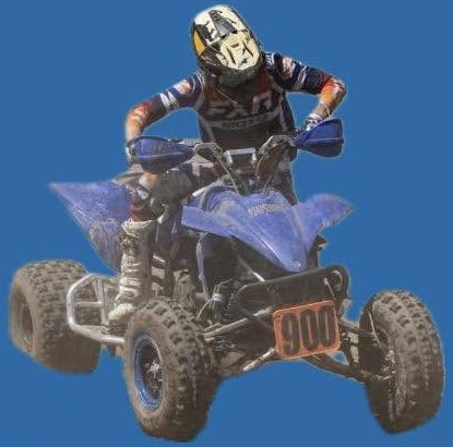 Chance on the #900 quad, head down in the attack position